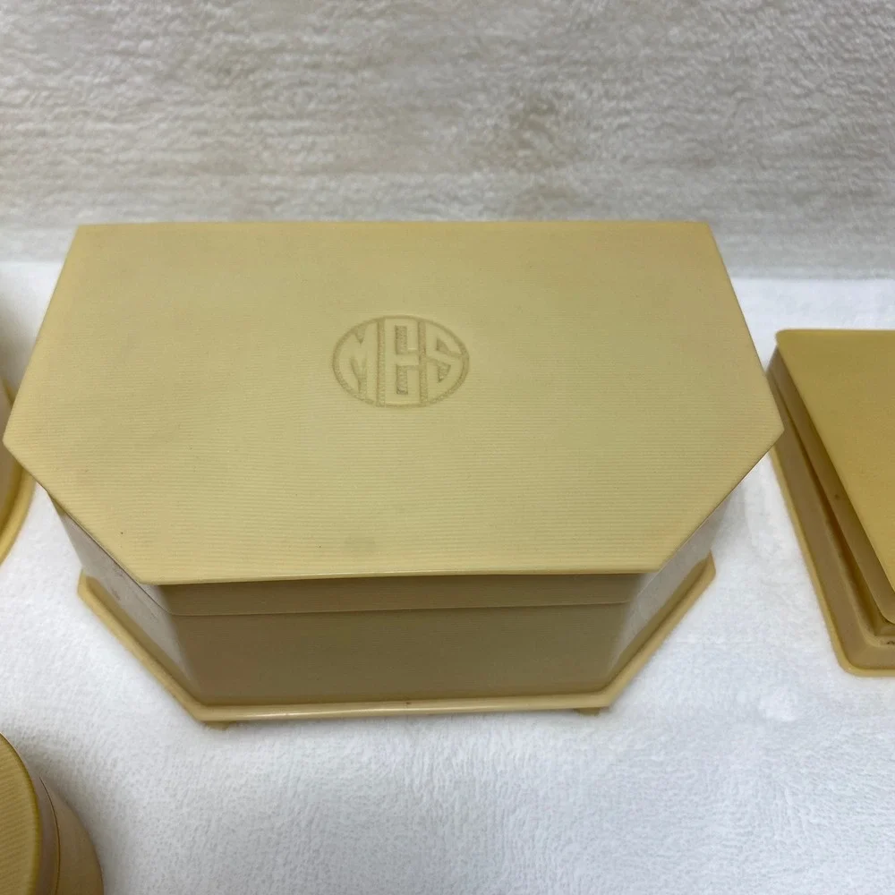Vintage Bakelite Celluloid Vanity Set & Box Collection AS IS